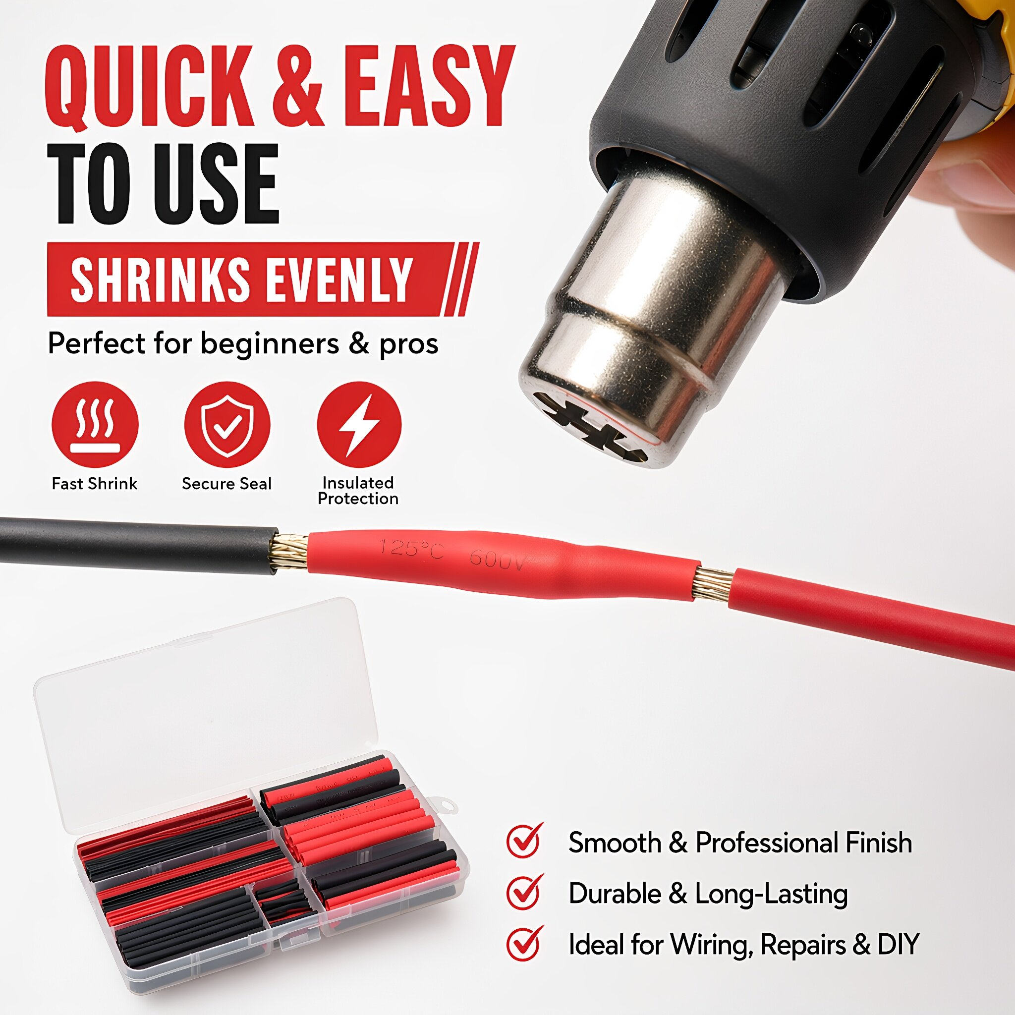 300 Peças de Tubos Termoencolh - Heat Shrink Tubing avaliação e preço
